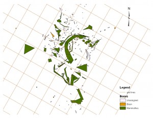 Bones drawn using the points located at the Pratt Mammoth site.