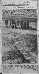 Newspaper clipping announcing the discovery of the Purgatoire track site