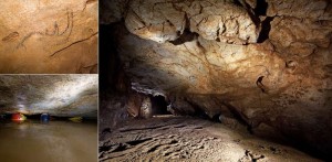 Images of cave art in Coliboaia Cave, Romania